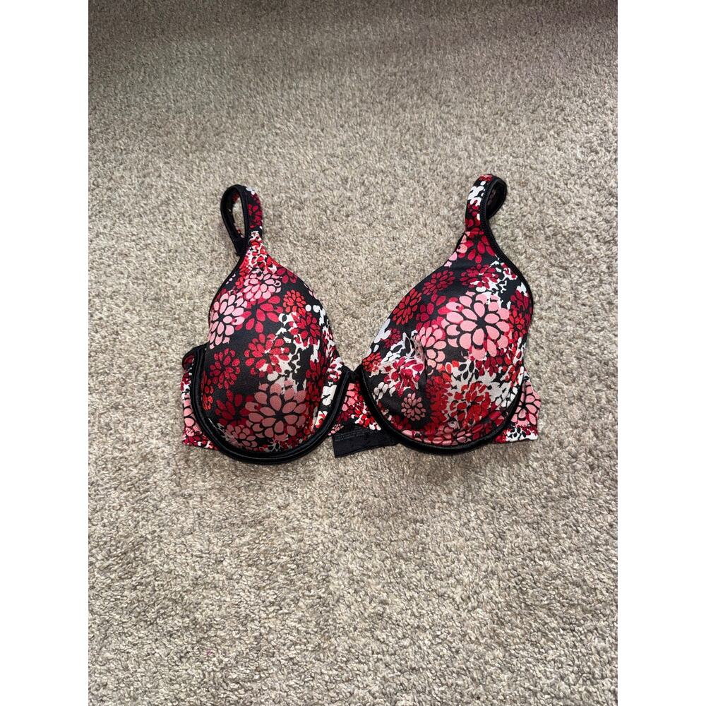 Bali - Black, Pink, and Red Floral Bra - 36D